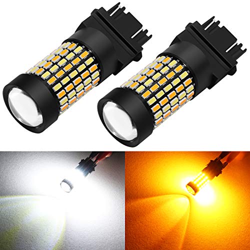 PHINLION Super Bright White Amber Dual Color Switchback 3157 3155 3057 3457 4157 LED Bulbs with Projector for Car Front Turn Signal Parking Lights