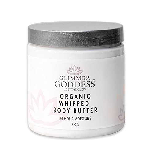 GLIMMER GODDESS Organic Body Butter - (Coconut Lime) Vegan, Cruelty-Free, 24 hour Hydration, Reduces Stretch Marks, Great for Eczema and all Skin Types, Baby Friendly, Organic Ingredients 8 oz.