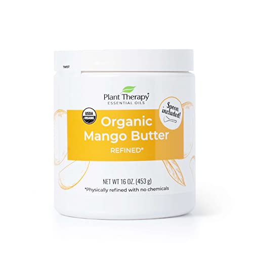 Plant Therapy Organic Mango Butter Raw, USDA Certified, 16 oz Jar For Body, Face & Hair 100% Pure, Natural Moisturizer For Dry, Cracked Skin, & DIY