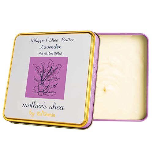 Mother's Shea Whipped Shea Butter (Lavender, 6 Oz Tin) 100% Pure Raw Unrefined African Shea - Organic, Sustainably-Sourced Ingredients - Natural Skin & Hair Care