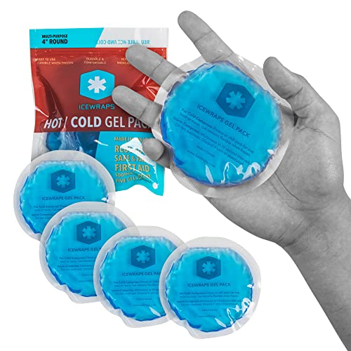 ICEWRAPS 4 Round Gel Ice Packs - Reusable with Clear Backing | Small Cooling Breast Pads for Breastfeeding Essentials | Breast, Nipple, and Eye Ice Pack | Cool Relief Breast Pads | Pack of 5