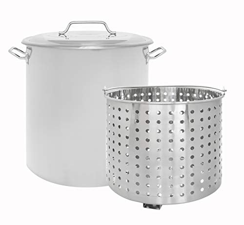 CONCORD Stainless Steel Stock Pot w/Steamer Basket. Cookware great for boiling and steaming (60 Quart)