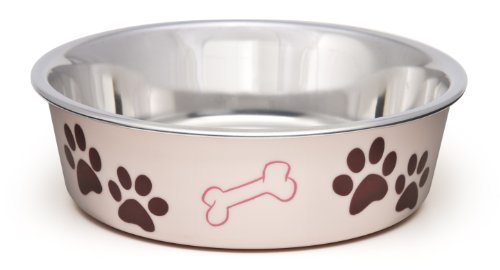 Loving Pets - Bella Bowls - Dog Food Water Bowl No Tip Stainless Steel Pet Bowl No Skid Spill Proof (Large, Paparazzi Pink)