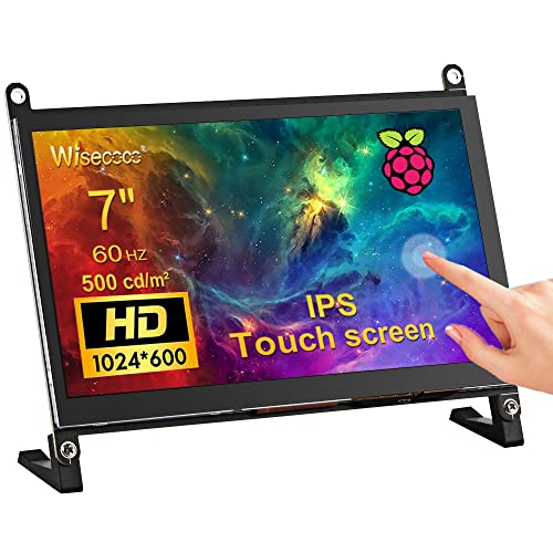 wisecoco Raspberry Pi Screen 7 Inch HDMI Touchscreen IPS 1024 x 600 Mini LCD Display for Raspberry Pi 4 3 2 Zero B B+ Computer Case Secondary Screen