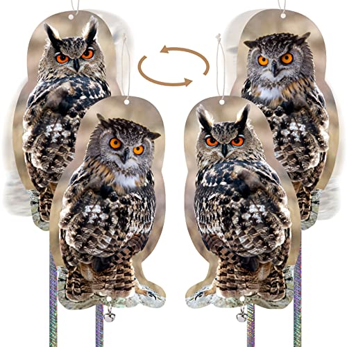 Kungfu Mall Fake Owls to Keep Birds Away,Garden Owl,Garden Reflector Keep Birds Away from Orchard Porch Yard Garden Balcony 4PCS