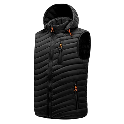 Men's Lightweight Puffer Vest Hooded Winter Warm Vest