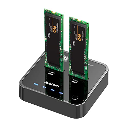 MAIWO K3016S 2 Bay m.2 SATA Docking Station, Tool-Free Type C to SATA SSD External Hard Drive Enclosure for B + M Key,Support Offline Clone duplicator and one- Key System Disk Copy Function.(5Gbps)