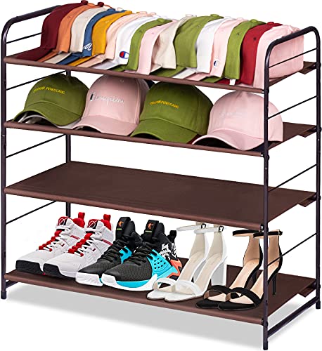 MISSLO Large Capacity Baseball Hat Organizer for Closet Free Standing Shoe Rack Hat Holder Caps Storage Hat Display Shelf for 60 Snapbacks