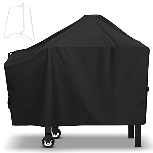 Mightify 28 inch Griddle Cover, Flat Top Grill Cover for Blackstone, Nexgrill and More 2 Burner Griddle with Single Shelf Without Hood, Heavy Duty Waterproof BBQ Grill Cover with Support Rack, Black