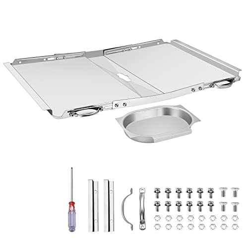 Copiu Grill Grease Tray with Catch Pan, 24"-30" Adjustable Grill Replacement Parts Stainless Steel Outdoor BBQ Drip Pan for Dyna Glo, Nexgrill, Expert Grill, Kenmore, BHG, Backyard, Uniflame and More