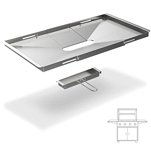 Grease Tray for Gas Grill - Adjustable 24"-30" Universal Drip Pan Dyna Glo Grill Replacement Parts, for Nexgrill, Expert Grill, Kenmore, BHG and More, Stainless Steel Grill Tray Replacement Parts