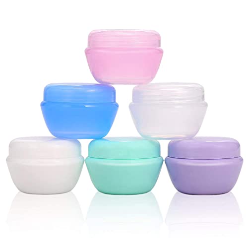 VEAIDE Travel Accessories Toiletry Containers, 1 oz Plastic Little Jars for Creams, Compact Travel Size Containers with Leak proof Lids for Face Hand Body Cream (6 Pieces)