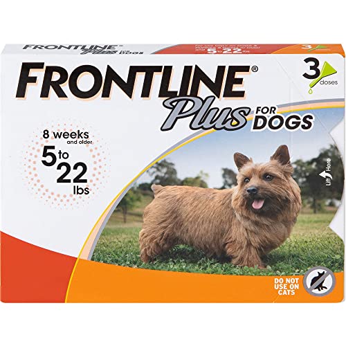 FRONTLINE Plus for Dogs Flea and Tick Treatment (Small Dog, 5-22 lbs.) 3 Doses (Orange Box)