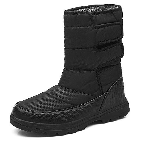 SONLLEIVOO Mens Snow Boots Winter Boot Waterproof Light Weight with Fur Lined Outdoor (Black, Numeric_10)