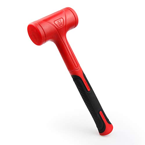 YIYITOOLS Dead Blow Hammer-27oz(1.5LB)Red and Black, Shockproof Design, No ReboundMallet Machinist Tools Unibody Molded Checkered Grip Spark and Rebound Resistant (YY-3-010)