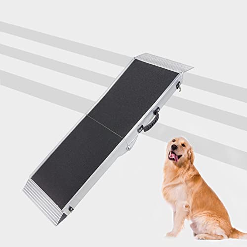 4FT KOLO Folding Dog Ramp for Stairs, 48L x 15W 400 LBS Capacity, Portable Pet Ramps for Small/Large Dogs and Cats, with Handle Easy to Carry and Store, Nonslip Durable, Used for Bed, Couch