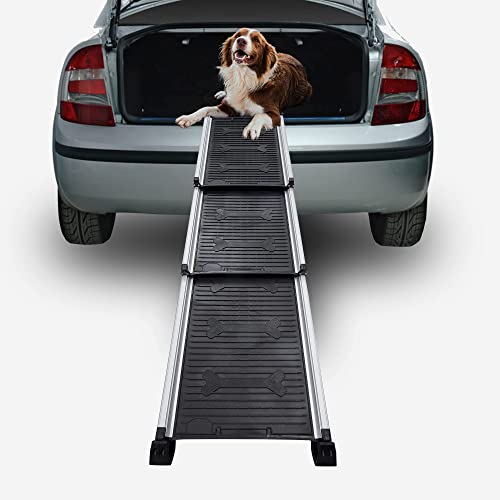 Dog Ramps for Large Dogs SUV, Portable Lightweight Pet Ramp for Couch, Bed,Telescopic Dog & Cat Ramp for Small Dogs, Rv, Stairs, Outdoor, No-Skid Surface, Adjustable Length 28.7" to 64"