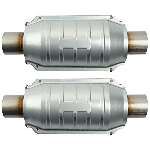 MAYASAF 2 PACK2" Inlet/Outlet Universal Catalytic Converter, with O2 Port & Heat Shield (EPA Compliant)