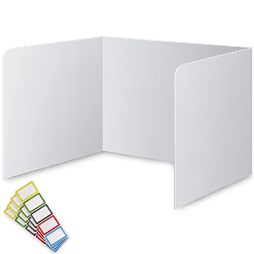 22 Pack Classroom Privacy Shields for Student Desks - Easy to Clean Plastic Sneeze Guard Folder Desk Divider Study Carrel - Classroom Materials for School Teachers - Includes Extra Labels