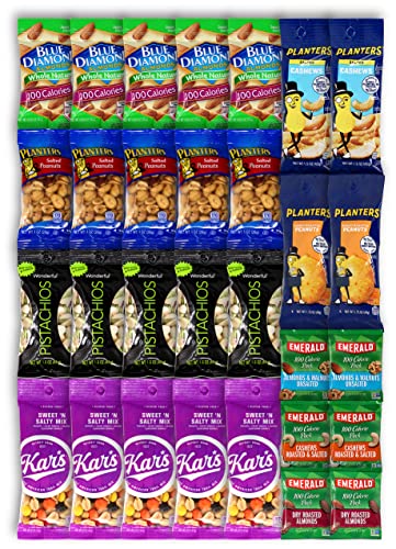 Individual Nuts Snack Packs, Trail Mix Individual Packs Bulk - 30 Packs Mix Nuts Kit - Salted Cashews, Roasted & Unsalted Almonds | Niro Assortment