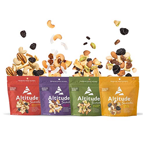 Healthy Snacks Variety Pack for Adults and Kids, No Added Sugars, Dried Fruit and Mixed Nuts, Trail Mix Vegan Snacks, Snack Pack of 4 x 5oz - Altitude Snacks