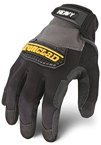 Ironclad Heavy Utility Work Gloves HUG, High Abrasion Resistance, Performance Fit, Durable, Machine Washable, (1 Pair), MEDIUM, Black & Grey