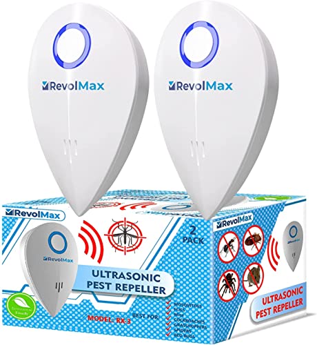 RX-3 (2Pack) Ultrasonic Pest Repeller Wall Plug-in, Most Effective Than Repellents - Get Rid of - Rodents, Squirrels, Mice, Rats, Bats, Roaches, Ants, Spiders, Bed Bugs, osquito, Insects, Fleas, etc!