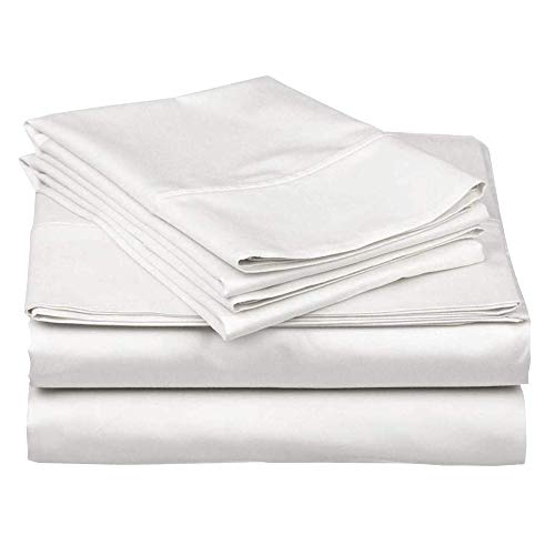 4 PC Bedding Sheet Set 6-12" Deep Pocket 400 TC 100% Cotton -Designed for Your Bedrooms,RV,Campers,Boat and motorhomes Easy to fit in Any Mattress - White Solid (60 x 75) RV Short Queen