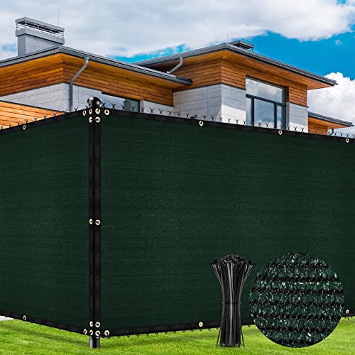 Duerer Privacy Fence Screen 4 x 50ft Green Covering Chain Link Fence Heavy Duty Windscreen Garden Fencing Mesh Shade Cloth Cover, UV Protection 90% Blockage Outdoor Backyard, Patio with Cable Tie