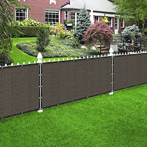 Houssity Brown 6' x 8' Fence Privacy Screen Cover Panel Shade Cloth Fabric for Chain Link Fence Patio Pool Driveway Walkway Construction Project Playground Outdoor Events