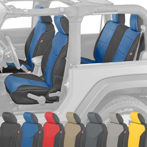 Diver Down Neoprene Seat Cover Set - Fits Jeep JK 2007-2018 Wrangler - Front and Back Seat Set - Waterproof Custom Fit Seat Covers - Fits Jeep Seat Covers Wrangler 2 Door JK - (Blue, 2DR, 13-18)