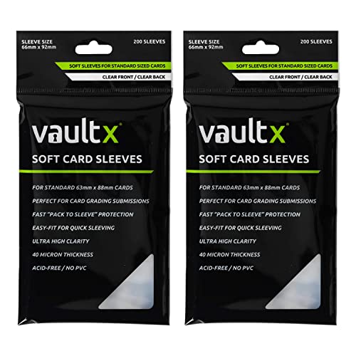 Vault X Soft Trading Card Sleeves - 40 Micron High Clarity Penny Sleeves for TCG (400 Pack)