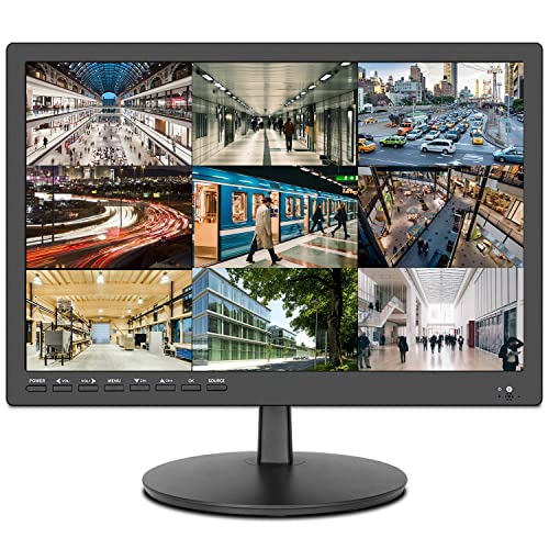 zoshing 17inch Security Monitor,Wall-Mounted Monitor Supports USB/Full Format Video Playback,CCTV Monitor with AV/HDMI Input/VGA/Headphone Output,Built-in Speaker, Remote Control