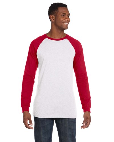 Canvas Men's Hawthorne Baseball long Sleeve T-Shirt - WHITE/CANVAS RED - medium