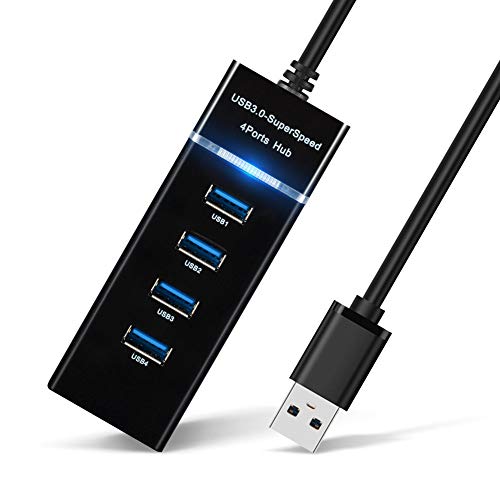 USB Hub Split Multiport Adapter - USB 3.0 Splitter for Multiple Ports to Laptop, Multi USB A Port Expander for PS4, 4 Port USB Hub Connectors, 900mA Volt Charger, No Powered, PC Accessories&USB Dock