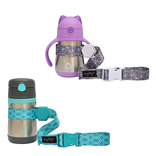 Sippy Cup Straps for Baby Bottle Toy Leash 2 Pack for Stroller High Chair Strap (Teal/Grey)