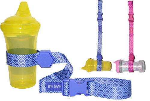 Sippy Cup Straps for Baby Bottle Toy Leash 4 Pack for Stroller High Chair Strap (Blue/Pink)