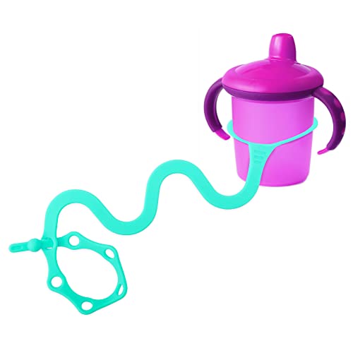 Goji Baby Bottle Bungees - Sippy Cup Holder Strap - Sippy Cup and Toy Safety Tether - Keep Essentials Within Reach - For Kids Ages 0-36 Months - BPA and Phthalate-Free [Aqua 1pk]