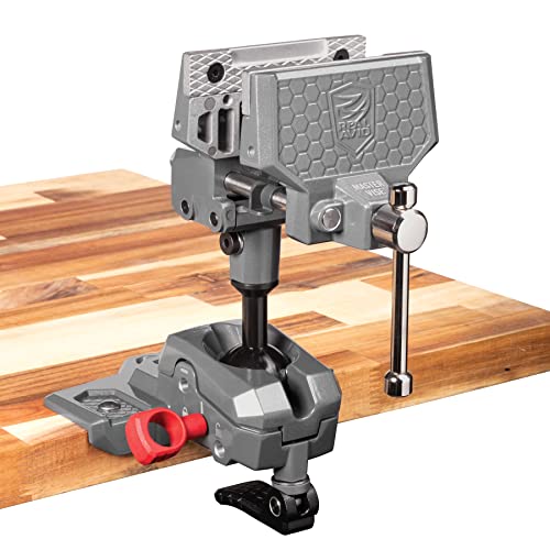 Real Avid Precision Gun Vise with Clamping Vise Jaws & Swiveling Vise Body Multi-Use Handsfree Bench Vise for Scope Mounting, Woodworking, Sharpening, Compound Bows, Gun Maintenance