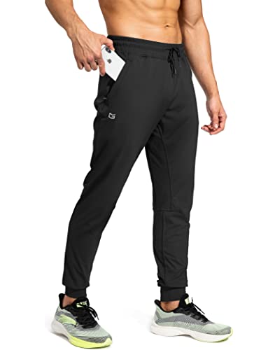 G Gradual Men's Sweatpants with Zipper Pockets Athletic Pants Traning Track Pants Joggers for Men Soccer, Running, Workout (Black, XX-Large)