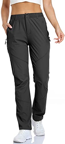 SPOSULEI Lightweight Summer Pants for Womens Golf Nylon Quick Dry Waterproof Casual Hiking Pants with Pockets Black