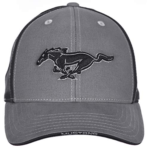 Checkered Flag Men's Ford Mustang Logo Cap Adjustable Gray & Black Hat