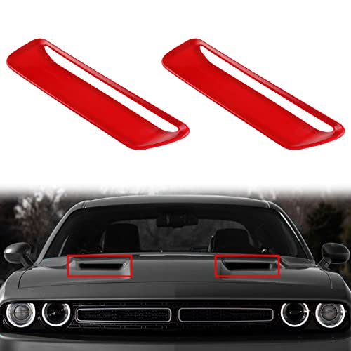 JDMON Replacement for Hood Air Conditioner Outlet Trim Cover Hood Vent Dodge Challenger 2015 2016 2017 2018 2019 2020 Red 2Pcs