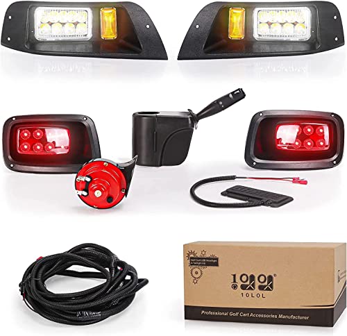 9.99WORLD MALL EZGO Light Kit fit for Golf Cart EZGO TXT 1996-2013, Headlight Deluxe Set with Taillight Brake Light Horn Turn Signal (Must Input 12V)