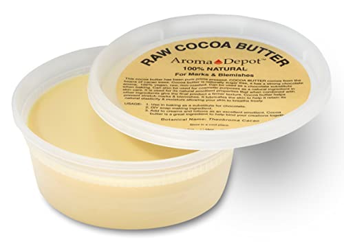 Aroma Depot 8 oz Raw Cocoa Butter Unrefined 100% Natural Pure Great for Skin, Body, Hair Care. DYI Body Butter, Lotions, Creams Reduces Fine Lines, Wrinkles, used for eczema psoriasis