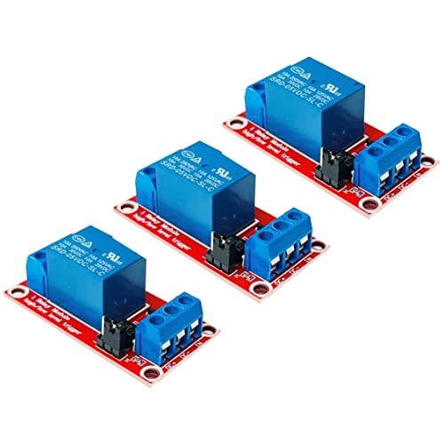 DIYables 3pcs Relay Module for Arduino, ESP32, ESP8266, Raspberry Pi, 1 Channel, 5V, High/Low Level Trigger