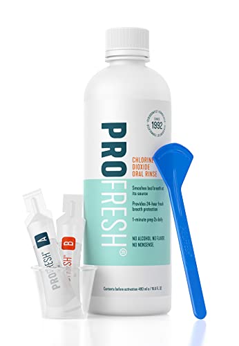 ProFresh Oral Rinse, 16.9 Ounce, 2 Week Supply, Includes Prep Pack, Alcohol Free, Flavor Free, Fights Bad Breath