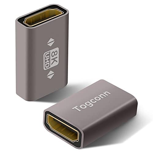Togconn 8K HDMI Coupler 2 Pack, HDMI 2.1 Female to Female Connector HDMI Extension Adapter, Supports 4K@120Hz,8K@60Hz, 2K, Compatible with HDTV, Monitors, Laptop, Projector, PS5/4, Xbox X