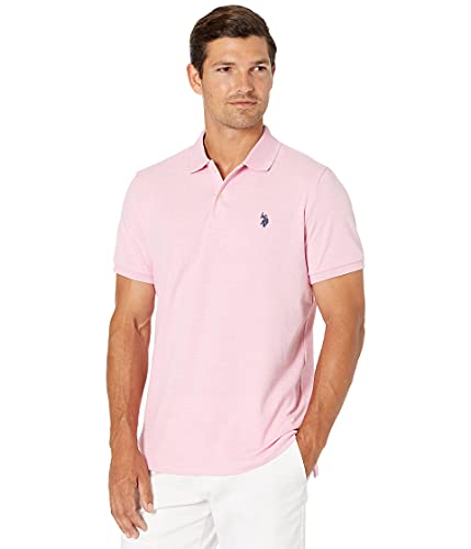 U.S. Polo Assn. Men's Standard Solid Interlock Shirt, Pink Sunset Heather, L