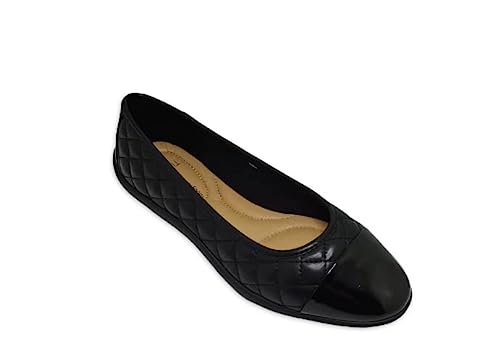 Women's Quilted Ballet Flats (Black, us_Footwear_Size_System, Adult, Women, Numeric, Medium, Numeric_10)